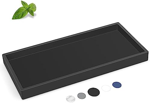 Silicone Bathroom Tray,Shatterproof Bathroom Vanity Tray（Black 10.6*5.1 in） by EG-SIPRO