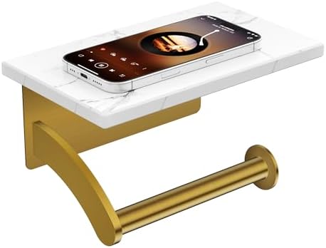 FORIOUS Natural Marble Toilet Paper Holder with Phone Shelf, Commercial by FORIOUS