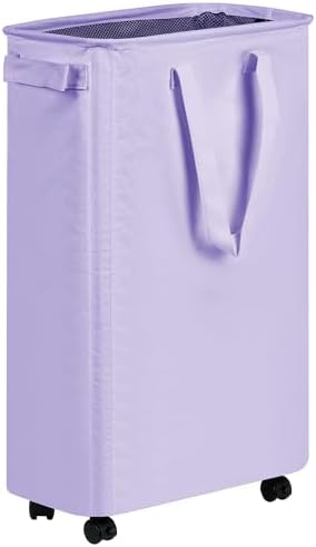 efluky Slim Laundry Hamper with Wheels, Rolling Laundry Basket for Clothes, Small Laundry Basket for Bedroom, Dorm and Laundry Room, 60L (12.7 Gallons) Purple by efluky