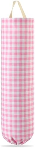 Gingham Plastic Bag Holder for Grocery Bag, Pink by Unknown