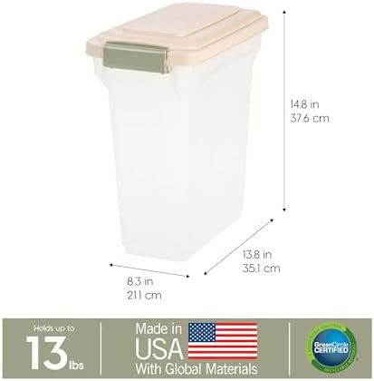 IRIS USA WeatherPro Airtight Dog Food Storage Container, Up to 13 lbs, for Dog Cat Bird and Other Pet Food Storage Bin, Pet Supplies, Keep Fresh, BPA Free, Clear/Almond (Pack of 2) - Image 5