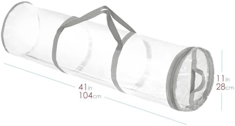 Hearth & Harbor Wrapping Paper Storage Container - Clear Wrapping Paper Holder Fits Up To 14 Rolls of 40" - Tear Proof Gift Wrap Organizer - Premium Bag for Easy Carrying, Silver - Image 4