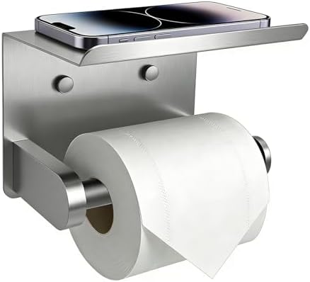 SetSail Toilet Paper Holder with Shelf, Brushed Nickel by SetSail
