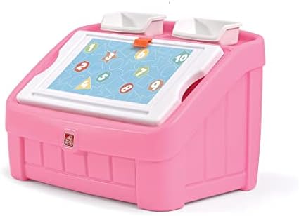 Step2 2-in-1 Toy Box & Art Lid, Kids Toy Storage Bin & Organizer, Easel & Chest in One, Made of Durable Plastic, For Toddlers 2+ Years Old, Pink by Unknown