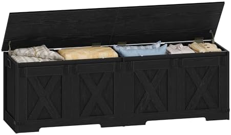 Hzuaneri 59 inches Rustic Storage Chest and Bench | 70 Gal | 330lb Seat by Hzuaneri