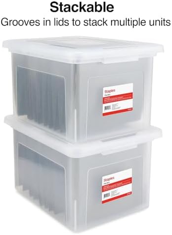 Staples Plastic File Box with Snap Lid, Letter/Legal Size, Clear, 2/Pack - Image 2