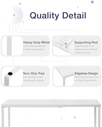 Nxconsu Expandable Cabinet Shelf, Shelf Riser for Cabinets, 11.8" White - Image 4