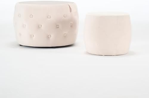 Mofolit 22.5" Round Storage Ottoman,Velvet Coffee Table (Beige) - Image 4