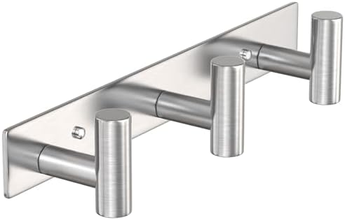 VAEHOLD Silvery Hat and Coat Wall Mount Rack - 3 Hooks for Robes, Bags, Keys, and Towels - Bathroom Towel Hanger Organizer (1 Pack) by VAEHOLD