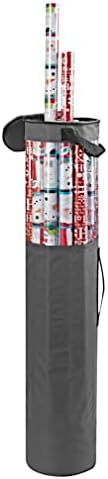 ProPik Gift Wrapping Paper Storage Organizer Bag, Store Up To 25 Rolls 40 Inch, Heavy Duty Polyester plus PVC Clear Bag With Handles And Zippered Top For Holiday Gift Wrap And Ribbons (Grey) - Image 3