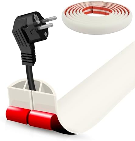 Floor Cord Cover Cable Cavity Self Adhesive Cord Hider Floor 10FT Floor Cable Management Power Cord Protector Floor Electric Cord Covers for Offices, Gym, Exhibitions (Beige, 1.18" x 20') by DBHXXMB-HH