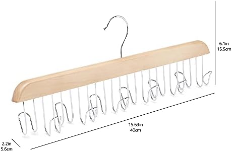 Amazon Basics Wooden Belt Hanger Closet Organizer, Multifunctional, Smooth Finish, Natural, 2-Pack - Image 4