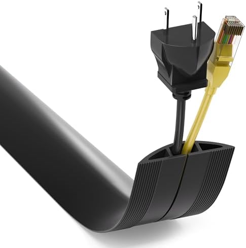 ZhiYo 4ft Floor Cord Cover, Cable Cavity 0.6" W x 0.32" H, Black by ZhiYo