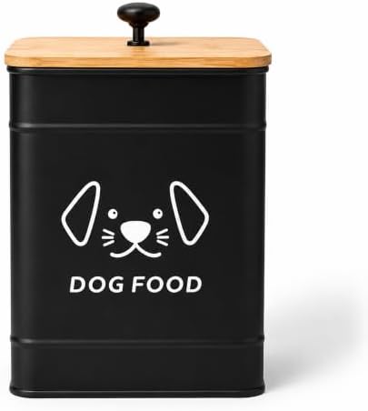 Dog Food Storage Container 6.7"W x 9.3"H Airtight Metal Canister by Lunacturient