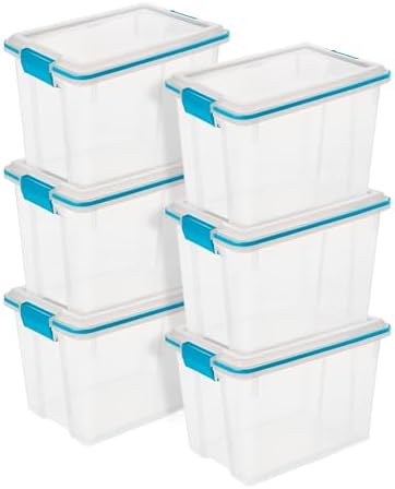 Sterilite Gasket Storage Box with Lids for Home & Office 20 Quart, 6-Pack by Sterilite
