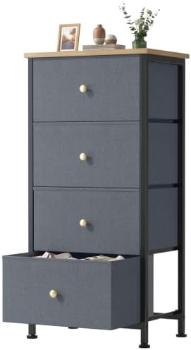 Sweetcrispy Dresser for Bedroom, 4 Drawer Storage Cabinet, Tall Nightstand by Sweetcrispy