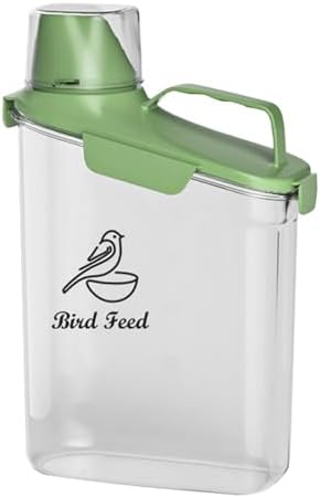 Bird Seed Storage Container Portable-3 Qt/2.8 L Clear Pet Food Container-with Measuring Cup/Lid,Airtight Wild Bird Seed Dispenser for Storing Sunflower Seed|Squirrel proof|BPA Free-Green by Brabtod