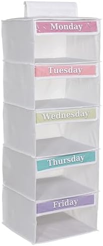 Monday through Friday Hanging Weekly Clothes Organizer for Kids by ThreeSweetPeasCo