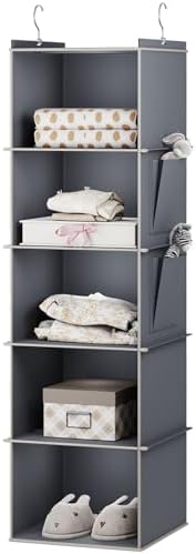 YOUDENOVA Hanging Closet Organizer and Storage for Clothes, 5-Shelf, Grey by YOUDENOVA