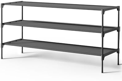 Kitsure Shoe Rack - Non-Woven Shoe Rack Shelf, 36.2" Wide - 3 Tier, Black by Kitsure