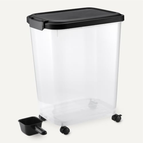 Amazon Basics Pet Food Storage Container with Wheels, BPA-Free, Detachable Scoop, 30lbs Capacity, Reliable Seal - Image 3