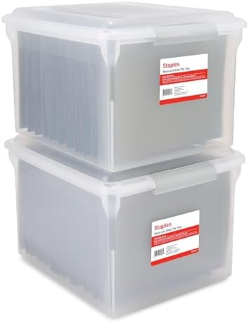 STAPLES Store & Slide Plastic File Box, Latching, Letter/Legal, 2/Pk by Staples