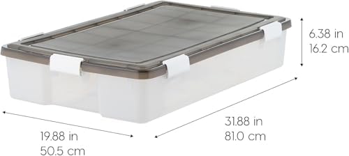 IRIS USA 47 Qt Underbed Storage Bins with Gasket Lids, Gray/Clear - Image 3