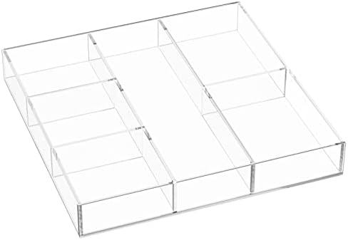 HIIMIEI Acrylic Drawer Organizer, 6 Section Clear Makeup Tray Organizer for Drawer Office Bedroom(11.8x11.8 inch) by HIIMIEI