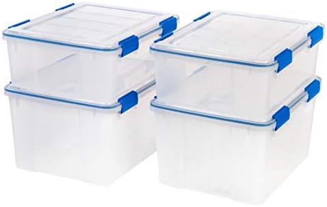 IRIS USA 4-Pack 26.5/44 Combo Qt Storage Bins with Gasket Lids, Clear/Blue by Unknown