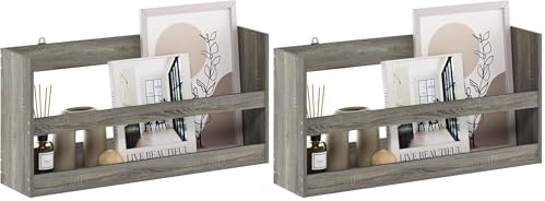 Furinno Hermite Multipurpose Wall Mounting Storage Shelf, French Oak (Pack of 2) by Furinno-FitsYourSpaceFitsYourBudget