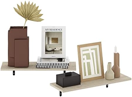Furinno Rossi Set of 4 Floating Shelves for Wall, Metropolitan Pine - Image 6