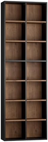 FOTOSOK Bookshelf Bookcase 7-Tier Narrow Bookshelf Tall DVD CD Media Shelf by FOTOSOK