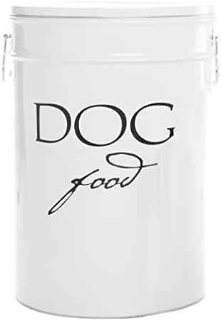 Harry Barker Classic White Dog Food Storage Canister – Medium, Airtight Stainless Steel Pet Food Container, Holds Up to 22 lbs Dry Dog Food, Kitchen Counter & Pantry Storage - White by HarryBarker