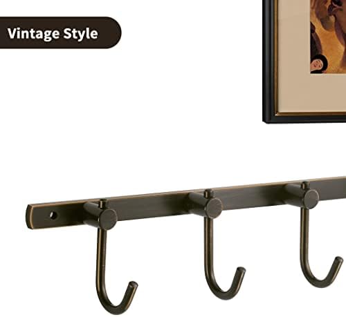 WINCASE Bronze Towel Hooks, Bathroom Rail Hook Rack Wall Mounted, Antique Oil Rubbed Brass Cloth Coat Rack with 5 Hooks Farmhouse - Image 5