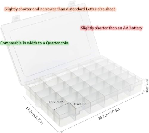 Umirokin Small Parts Organizer Box 2 Pack, 36 Grid Bead Organizer with Adjustable Dividers, Plastic Organizer Box for Screws, Jewelry Making, Craft Storage, Fishing Tackle, Clear Compartment Container - Image 2