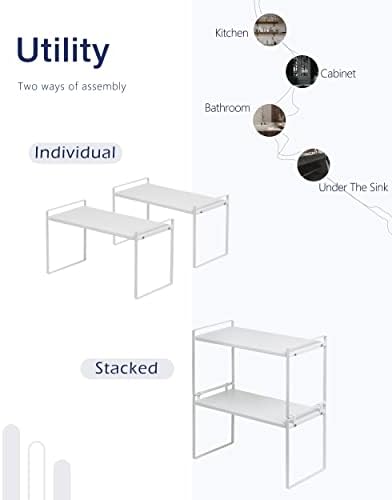 Nxconsu Stackable Cabinet Shelf Organizer 2 Pack, Standard Tall White - Image 5
