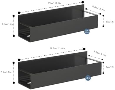 2 Pack Magnetic Spice Storage Rack Organizer for Refrigerator and Oven, Moveable Magnetic Spice Organizer, Black Metal Strong Magnetic Shelf for Fridge and Microwave Oven - Image 3