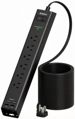 Power Strip Surge Protector with 6 AC Outlets 4 USB Ports (2 USB-C) by Addtam