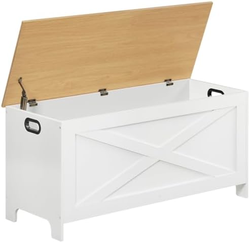 MAHANCRIS 39.4" Storage Chest with Lid, Storage Bench with Safety Hinges by MAHANCRIS