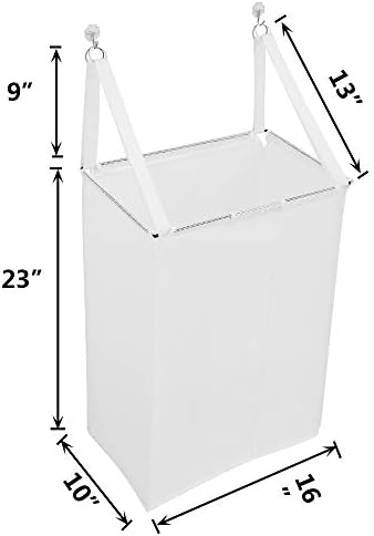 ALYER Wall Hanging Mesh Laundry Hamper,Over the Door Large Storage Bag with Big Metal Support Opening,Hardware Included (White) - Image 2