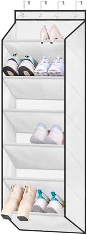 SLEEPING LAMB Over The Door Shoe Organizer for Closet with Large Deep Pockets, Narrow Shoe Rack for Door Hanging Boots Storage, White by SLEEPINGLAMB