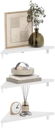 Furinno Rossi Triangle Floating Shelves for Wall, Set of 3 Geometric Corner Shelf, Wall Mounted Shelves for Bathroom, Home Office, Living Room, White - Image 4