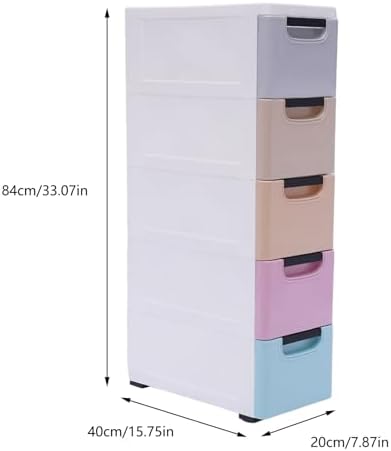 5 Drawers Slim Storage Cabinet,Rolling Narrow Cabinet with Drawer and Wheel,Multifunctional Floor Cabinet for Small Spaces Bathroom Kitchen Bedroom Living Room - Image 2
