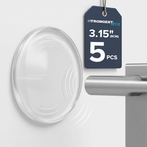 STRONGEST HOME Door Stoppers for Wall, 3.15" Clear Wall Protector, 5 Pack by STRONGESTHOME