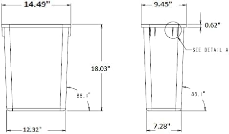 Hardware Resources Plastic Trash Can - Indoor Garbage Bin for Kitchen, Home, Office & Commercial Use - Large Waste Disposal Tub - Compatible with Pull-Outs & Frames - 35-Quarts (Pack of 1) (8.75-Gallon) - White - Image 2