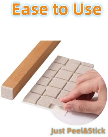 Furnigear Felt Furniture Pads for Hardwood Floors - Self Adhesive Chair Felt Pads, Floor Protector for Furniture Feet, Furniture Sliders Moving Your Furniture Smoothly - Anti Scratch 108 Pcs 1" Square - Image 3