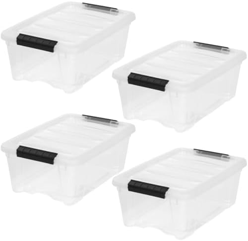 IRIS USA 4-Pack 13 Quart Storage Bins with Lids, Clear by Unknown