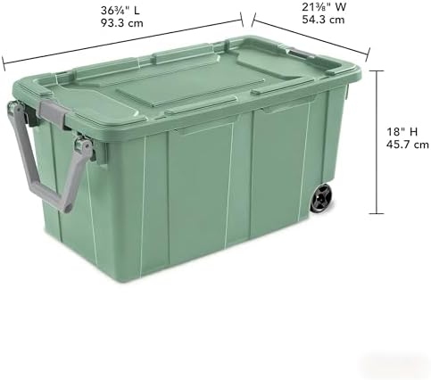 40-gallon plastic storage boxes with snap-on lids and handles, light green, 2-pack - Image 2