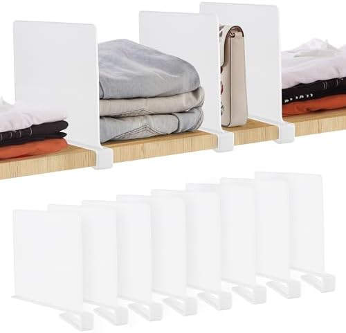 White Acrylic Shelf Dividers for Closets Organizer & Storage,8 Pack by JOY+DECOR
