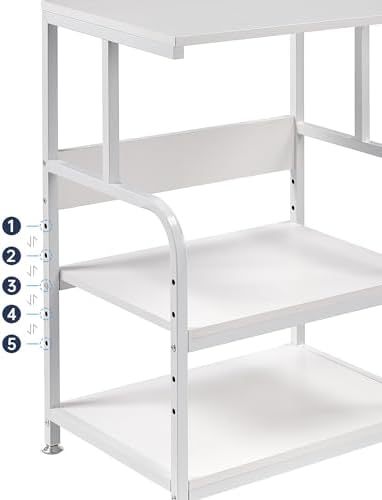 Fannova White Printer Stand Table with Height Adjustable Storage Shelf - Image 6